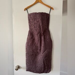 Bottega Veneta strapless cocktail dress in soft purple brocade, size 40 (US 4)